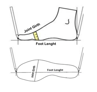 Měření nohou pro výběr obuvi